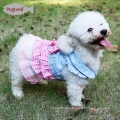 Checked Design Tutu Dog Apparel Denim Princess Cat Dog Bridal Wedding Clothes Dress For Pet Cat Puppy Dog